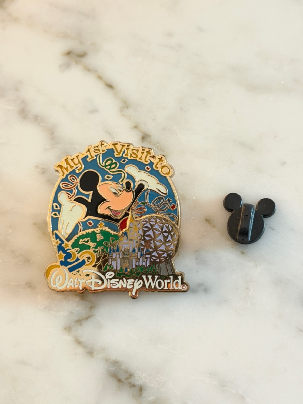 "My 1st Visit To Walt Disney World" Mickey Enamel Pin - Blue, Gold, Black